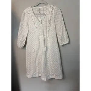 Anthropologie White Eyelet V Neck Mini Dress Tassels Sz 0 NEW thumbnail 8