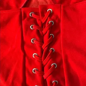 Women’s Red Bodycon Flower Dress Corset Style Back Size L NWOT thumbnail 10