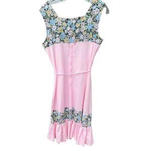 Vintage dress floral pink pleated top size 14 runs sm. thumbnail 3
