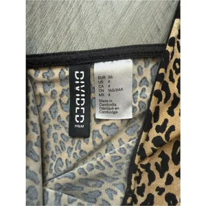 H&M Leopard Black Tan Bodycon Mini Dress Sexy Going Out thumbnail 4