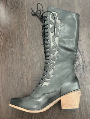 Boots Boots lace up size 8 western moto giddyup boots NEW festival thumbnail 1