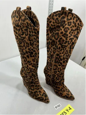 Womans Jessica Simpson Havrie Animal,print Knee High Wedge Boots 8.5m Brown thumbnail 1