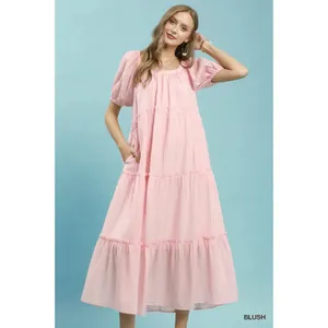 Umgee Textured‎ Tiered Midi Dress - Small thumbnail 2