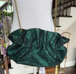 Anthropologie Jory clutch / crossbody bag, dark green. thumbnail 1