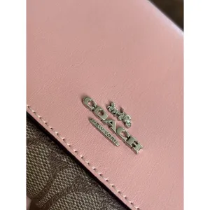 Coach Soft Wallet OS Pink Signature Canvas Leather Slim Envelope F57319 thumbnail 4