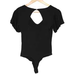 Womens Abercrombie & Fitch Soft A&F Drapey Black Short Sleeve Bodysuit Size XS thumbnail 2