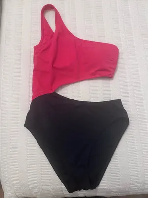Abercrombie & Fitch Black One-Piece Swimsuit with White Logo thumbnail 2