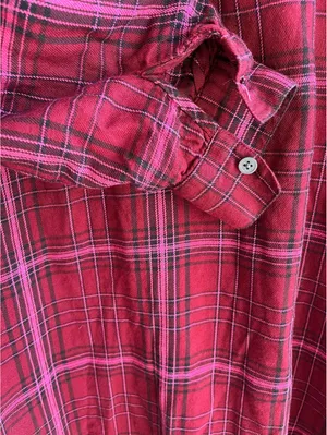 GAP Burgundy Plaid Flannel Long-Sleeve Shirt Dress Size M Fall thumbnail 6
