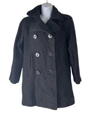 Weather Tamer Women's Size Small Grey Double Breasted 100% Wool Pea Coat thumbnail 1
