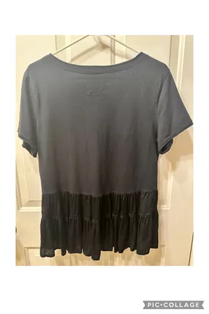 Maeve Anthropologie Top Black Ruffle Louisa Tiered Tee Small thumbnail 6