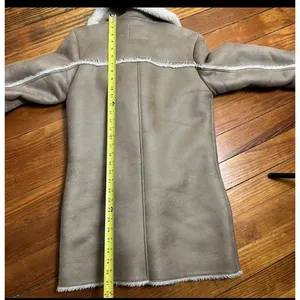 Vintage Y2K Abercrombie Fitch Jacket Womens Small Brown Suede Sherpa Fur 2000's thumbnail 9