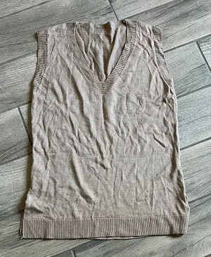 Women's Tan Sleeveless Sweater thumbnail 1