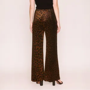 Cabi Party Velvet Pant Leopard Print Wide Leg Trousers Brown Black Size Large thumbnail 4
