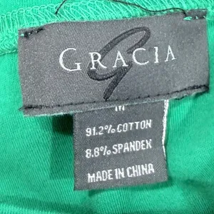 Gracia Green Side Knot‎ Midi Dress Cotton Stretch M Effortless thumbnail 3