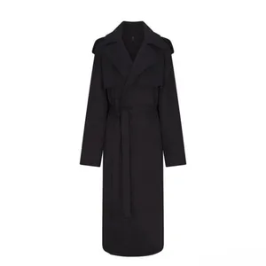 Skims Boyfriend Fleece‎ Trench Coat Onyx Black Size S NWT Oversized Long thumbnail 4