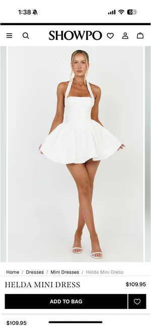 NWI Showpo HELDA White Halter Tie Neck Corset Panel Mini Dress size 6 thumbnail 2