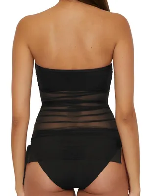 Becca Muse Bandeau Tankini Swim Top Mesh 733557 Black M thumbnail 14