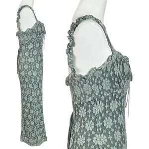 Free People Ethereal Dainty Romantic Lucinda Lace Midi Dress Lilypad Jade Small thumbnail 6