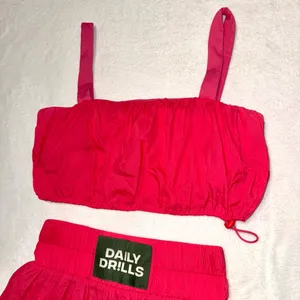 NWOT DAILY DRILLS Two Piece Bubble Crop Top and Skort size Small in Punch thumbnail 6