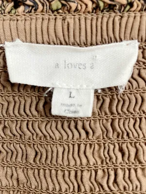 A Loves A Brown Floral Smocked Puff Sleeve Tiered Midi Dress Large Cottagecore thumbnail 8