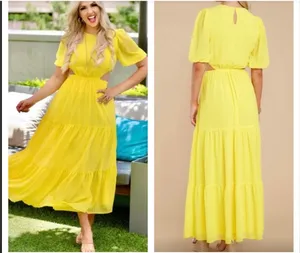 Aura Maxi Dress Yellow Size XS thumbnail 2