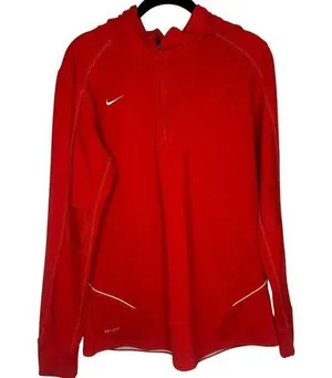 Nike Dri-Fit Quarter Zip Hoodie Pullover Women's Size Medium Red Hooded Active thumbnail 1