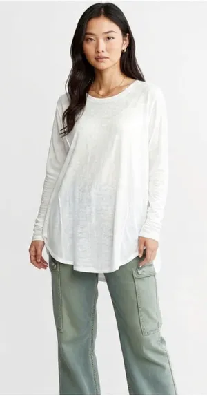 Free People We The Free Aria Trapeze Oversized Top White Medium NWOT thumbnail 1