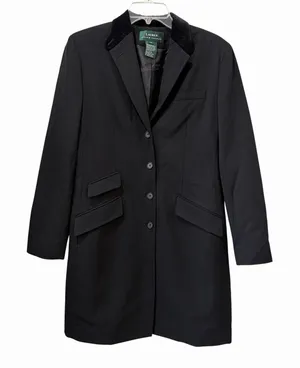 Lauren Ralph Lauren Single Breasted Wool Blazer Velvet Collar Button Jacket Sz 6 thumbnail 1