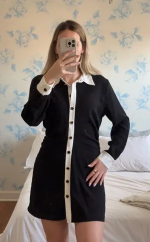 ZARA Dress Mini Black White thumbnail 1