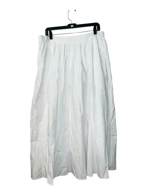 Commence Cotton Pleated Maxi Skirt Size Medium White NWT Pockets Lined zipper thumbnail 3
