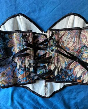 SHEIN S Multicolor Strapless Corset Bustier Top Boned Lace-Up thumbnail 5
