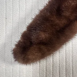 Vintage Brown Fur Stole Shawl Wrap Scarf Satin Lined Formal thumbnail 3