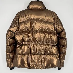 Athleta Lofty Down Puffer Jacket Size Small Bronze Metallic Winter Coat Gorpcore thumbnail 7