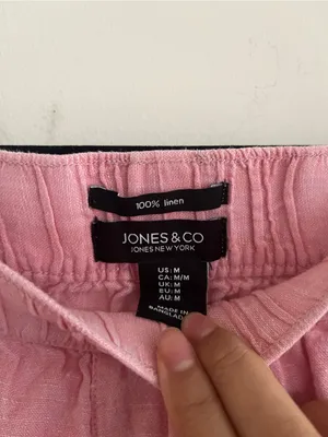 Jones New York Pink 100% Linen Straight Leg Pants Medium Pink Coastal Beach thumbnail 3