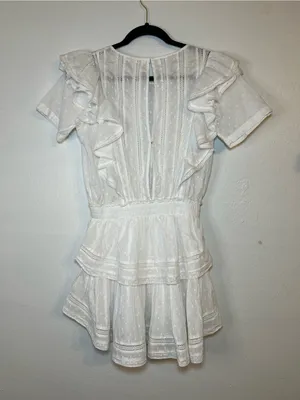 LoveShackFancy Natasha Heritage Mini Dress White Ruffled Eyelet Mini Skirt thumbnail 4