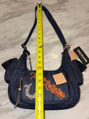 NWT True Religion Denim Embroidered Horseshoe Shoulder Bag Hobo Y2K Streetwear thumbnail 7