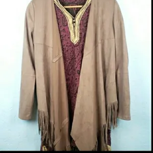 Say What vintage 90’s faux suede open fringe jacket thumbnail 5