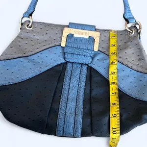 RARE Y2K GUESS Goth Grunge Mcbling Bimbo shoulder hand bag purse Ostrich Leather Western Hobo 2000s thumbnail 6