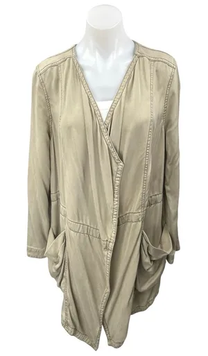 Anthropologie Hei Hei Tan Beige Long Sleeve V Neck Mid Length Coat Jacket Size M thumbnail 1