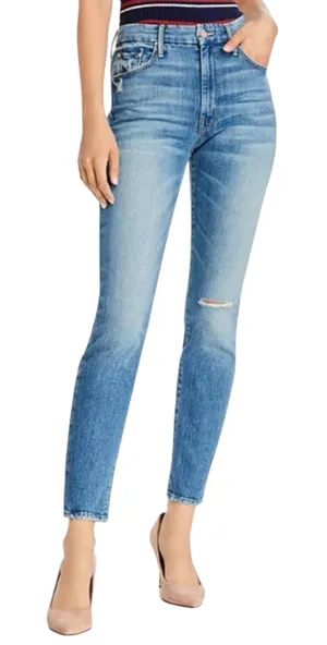 Mother Denim Women’s Size 27 Popism Blue The Looker High Rise Ankle Skinny Jeans thumbnail 1