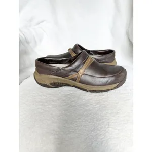 Womens shoes comfort flats slip clogs work merrell bracken 7.5 career brown tan thumbnail 7