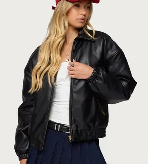 Edikted Bomber Jacket Faux Leather Halley Black thumbnail 2