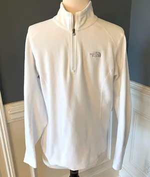 The North Face Lightweight Pullover White Long Sleeve Fleece Top Womens Medium thumbnail 8