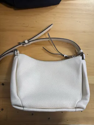 Calvin Klein White Pebbled Leather Crossbody Bag Purse Zip Top Neutral Versatile thumbnail 4