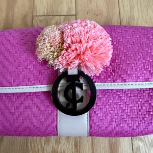 Juicy Couture Woven Clutch Purse with Pom Pom Accent Party Bag‎ thumbnail 2