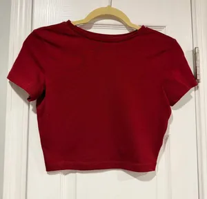 NWT Wild Fable Size S Burgundy Cropped Baby Tee Short Sleeve Crew Neck thumbnail 1