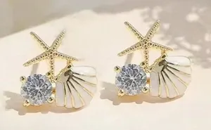 Starfish Shell Earrings Gold thumbnail 1