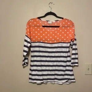 Postmark‎ Anthropologie Polka Dot Striped Blouse Size Small thumbnail 2