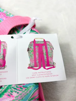 Lilly Pulitzer Cooler Backpack / Crossbody Pink & Green Floral Backpack Tote NEW thumbnail 3