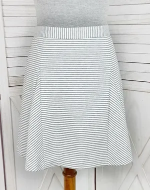 Michael Michael Kors Striped Knit Panel A-line‎ Skirt White Grey 4 thumbnail 1